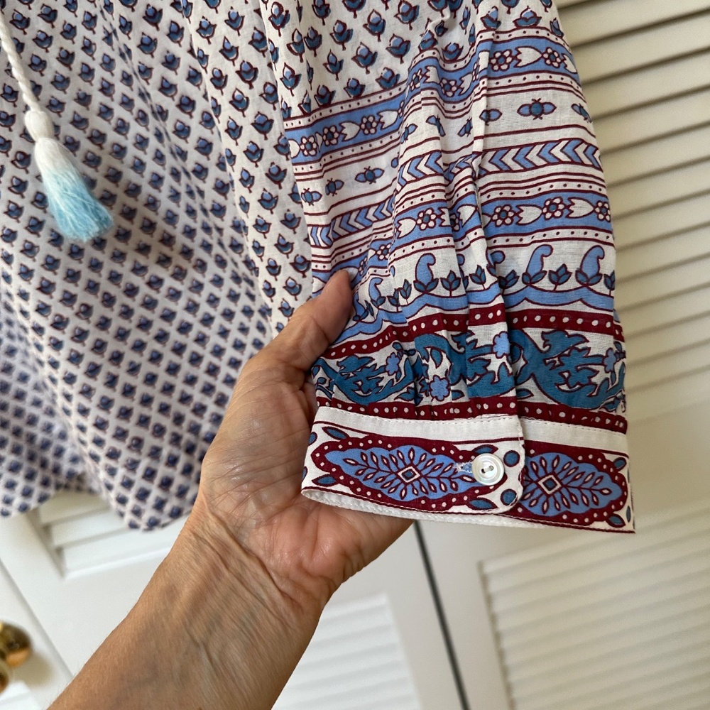 J. Crew Point Sur Boho 100% Cotton Top Long Sleeve Size 12 - Picture 7 of 14